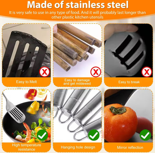 5Pcs Kitchen Cooking Utensils Set Stainless Steel Spoons Spatula